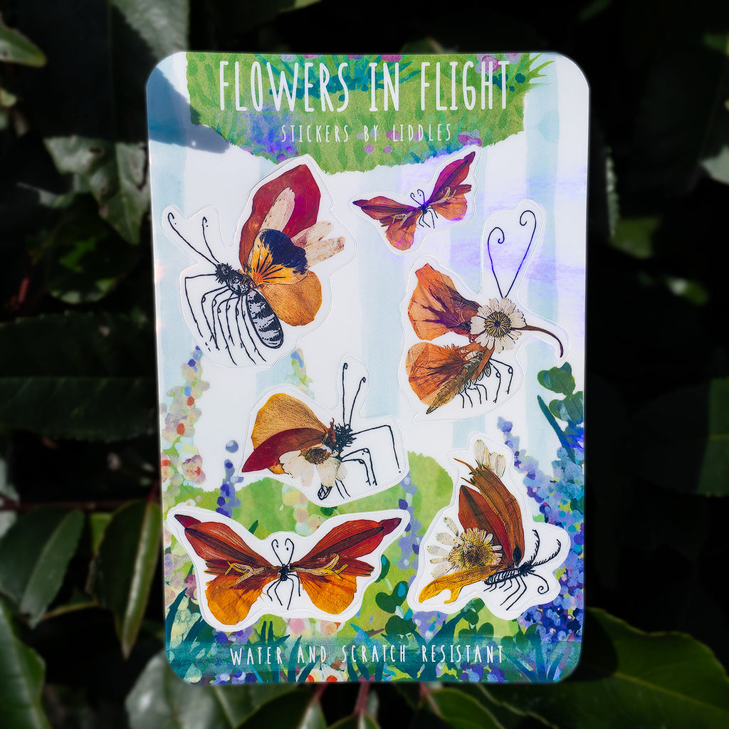 Flowers in Flight sticker sheet